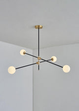 Modern Hand Blown Glass Globe Chandelier with Brass Rods Nordic Multi Head Ceiling Light