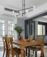 Modern Hand Blown Glass Globe Chandelier with Brass Rods Nordic Multi Head Ceiling Light
