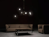 Modern Hand Blown Glass Globe Chandelier with Brass Rods Nordic Multi Head Ceiling Light