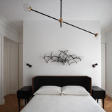 Modern Hand Blown Glass Globe Chandelier with Brass Rods Nordic Multi Head Ceiling Light