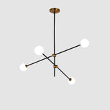 Modern Hand Blown Glass Globe Chandelier with Brass Rods Nordic Multi Head Ceiling Light