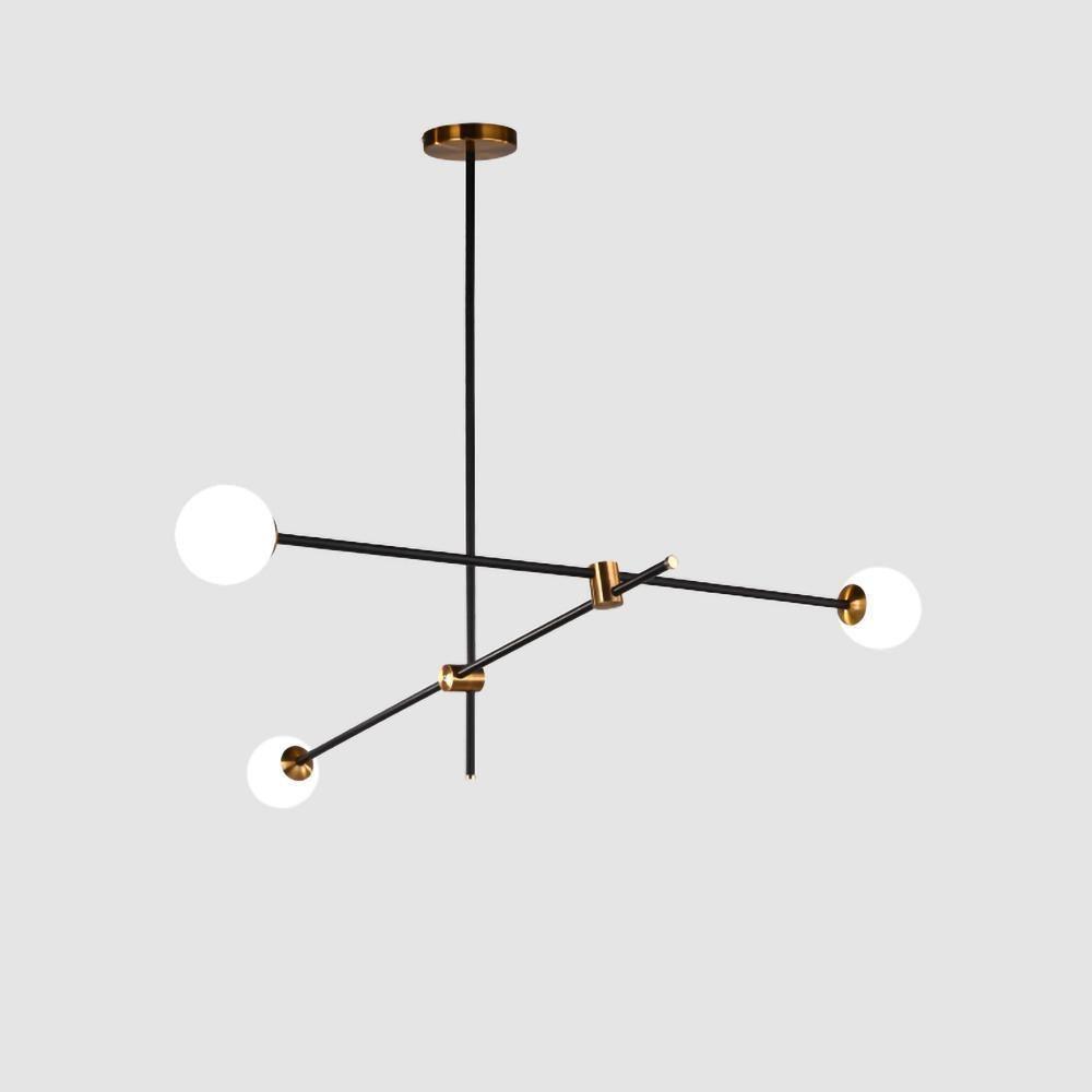 Modern Hand Blown Glass Globe Chandelier with Brass Rods Nordic Multi Head Ceiling Light