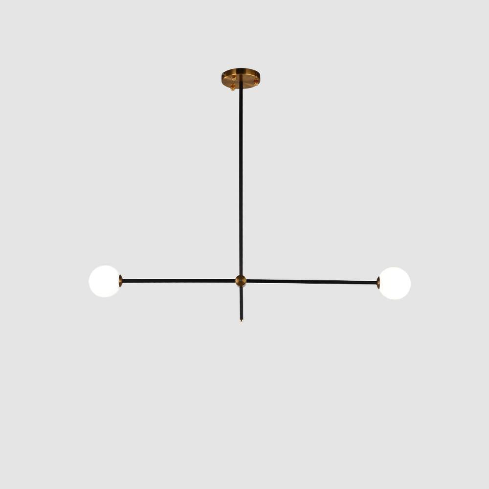 Modern Hand Blown Glass Globe Chandelier with Brass Rods Nordic Multi Head Ceiling Light