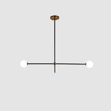 Modern Hand Blown Glass Globe Chandelier with Brass Rods Nordic Multi Head Ceiling Light