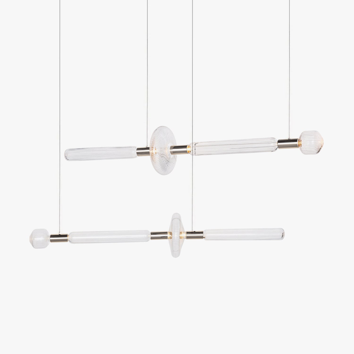 Modern Hand Blown Glass Linear Pendant Light with Champagne Gold Finish LED Droplight