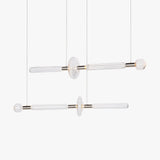 Modern Hand Blown Glass Linear Pendant Light with Champagne Gold Finish LED Droplight