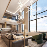 Modern Hand Blown Glass Linear Pendant Light with Champagne Gold Finish LED Droplight