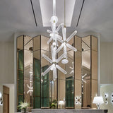 Modern Hand Blown Glass Linear Pendant Light with Champagne Gold Finish LED Droplight