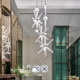 Modern Hand Blown Glass Linear Pendant Light with Champagne Gold Finish LED Droplight