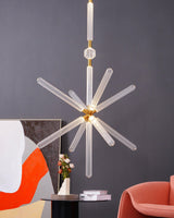 Modern Hand Blown Glass Linear Pendant Light with Champagne Gold Finish LED Droplight