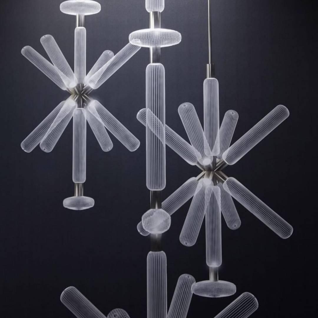 Modern Hand Blown Glass Linear Pendant Light with Champagne Gold Finish LED Droplight