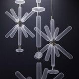 Modern Hand Blown Glass Linear Pendant Light with Champagne Gold Finish LED Droplight