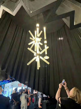 Modern Hand Blown Glass Linear Pendant Light with Champagne Gold Finish LED Droplight