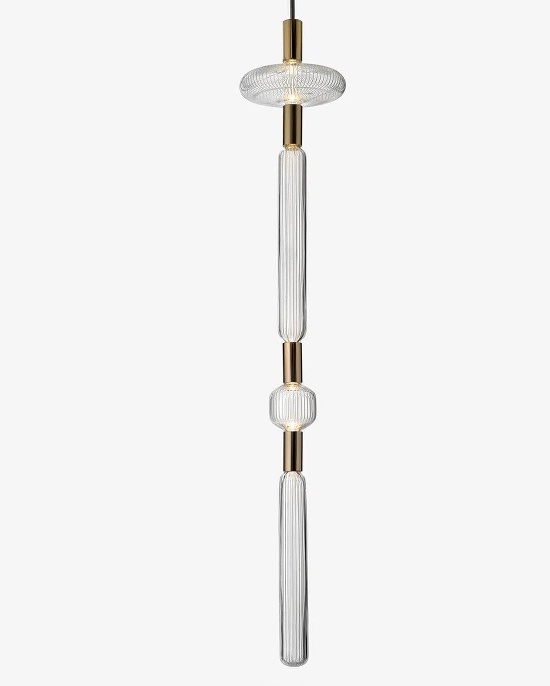 Modern Hand Blown Glass Linear Pendant Light with Champagne Gold Finish LED Droplight