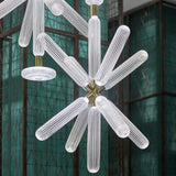 Modern Hand Blown Glass Linear Pendant Light with Champagne Gold Finish LED Droplight