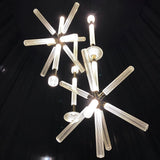 Modern Hand Blown Glass Linear Pendant Light with Champagne Gold Finish LED Droplight