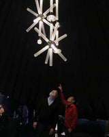 Modern Hand Blown Glass Linear Pendant Light with Champagne Gold Finish LED Droplight
