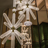 Modern Hand Blown Glass Linear Pendant Light with Champagne Gold Finish LED Droplight