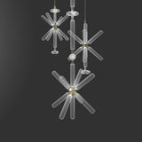 Modern Hand Blown Glass Linear Pendant Light with Champagne Gold Finish LED Droplight