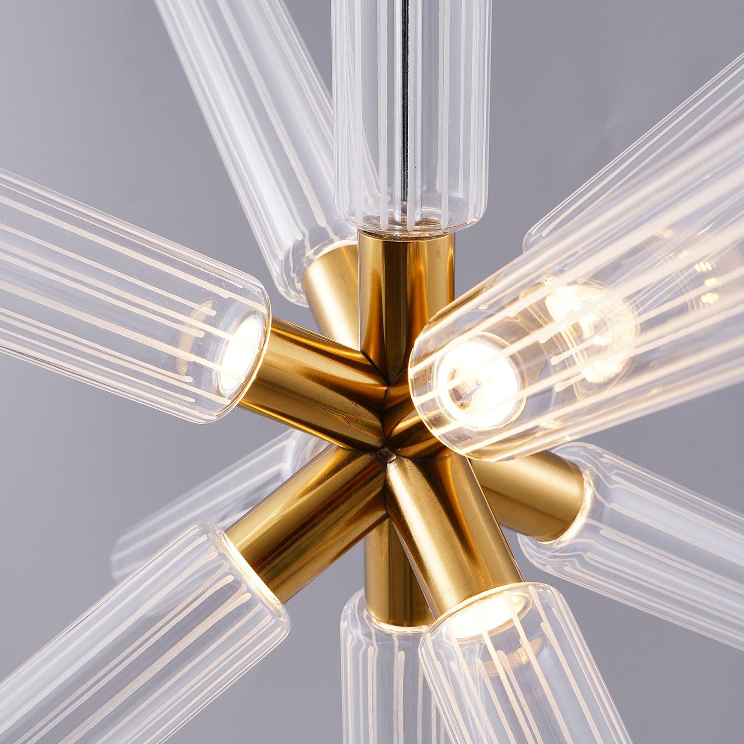 Modern Hand Blown Glass Linear Pendant Light with Champagne Gold Finish LED Droplight