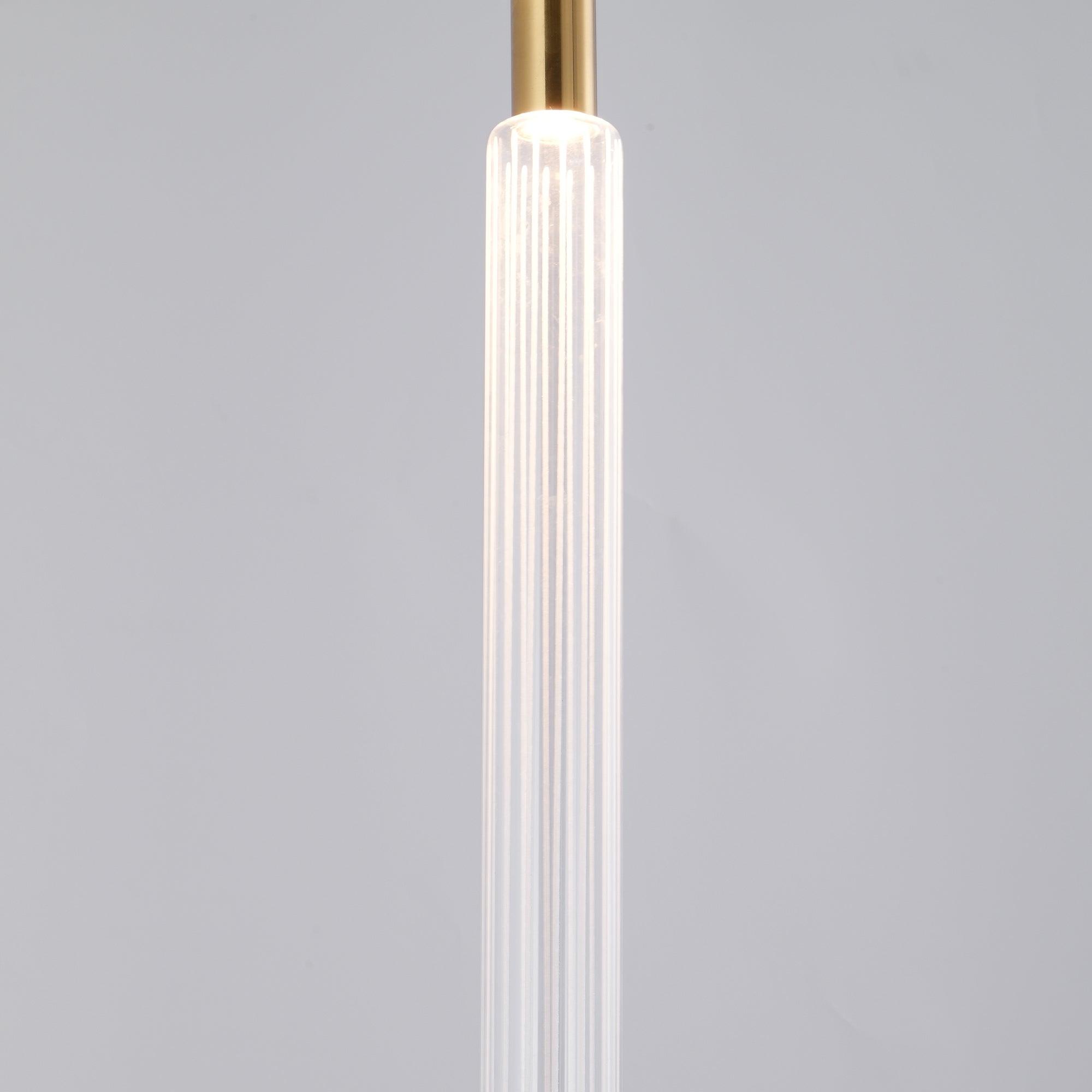 Modern Hand Blown Glass Linear Pendant Light with Champagne Gold Finish LED Droplight