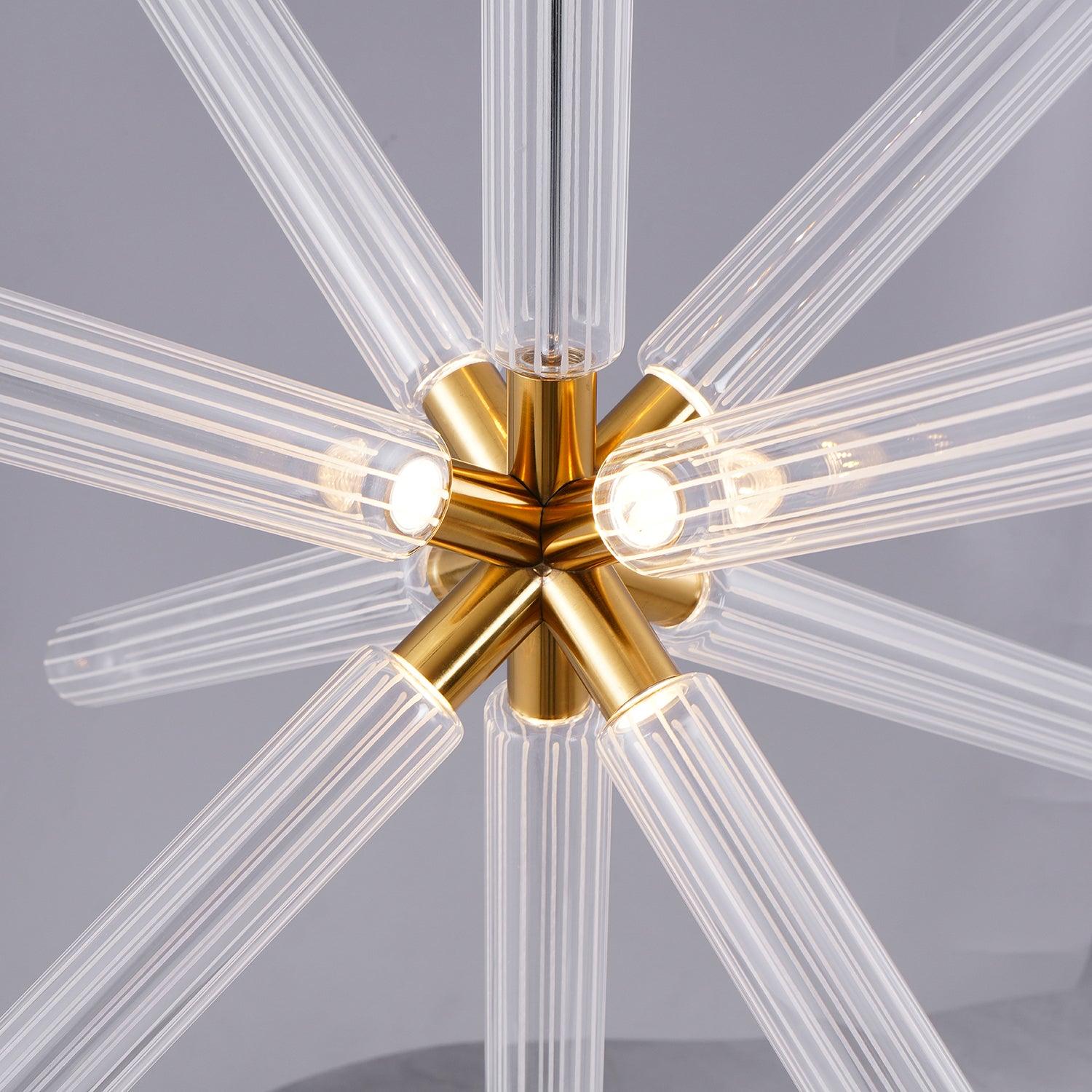 Modern Hand Blown Glass Linear Pendant Light with Champagne Gold Finish LED Droplight
