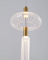 Modern Hand Blown Glass Linear Pendant Light with Champagne Gold Finish LED Droplight