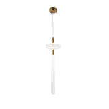 Modern Hand Blown Glass Linear Pendant Light with Champagne Gold Finish LED Droplight