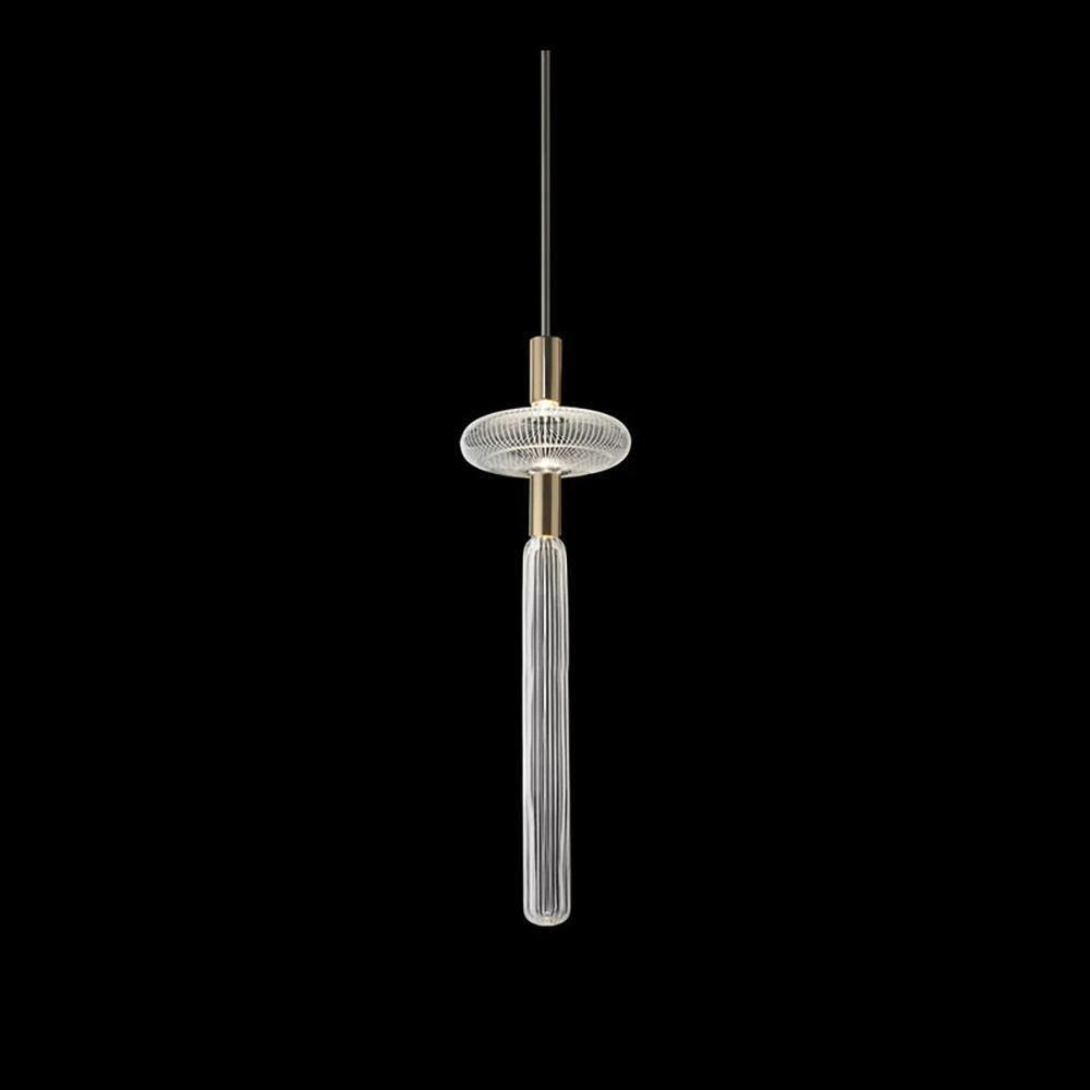 Modern Hand Blown Glass Linear Pendant Light with Champagne Gold Finish LED Droplight