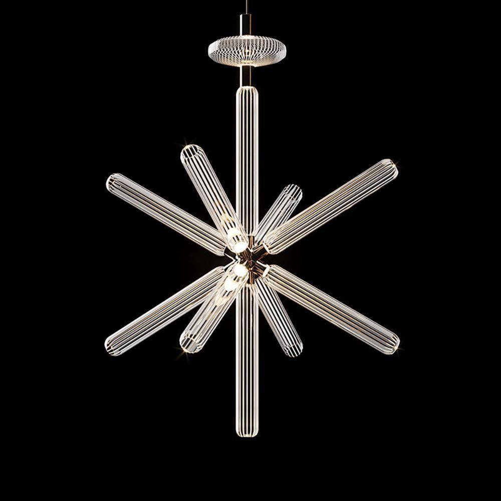 Modern Hand Blown Glass Linear Pendant Light with Champagne Gold Finish LED Droplight