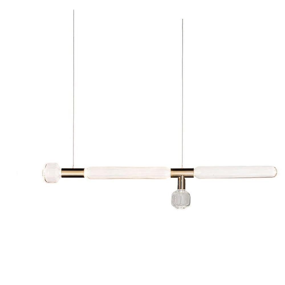 Modern Hand Blown Glass Linear Pendant Light with Champagne Gold Finish LED Droplight