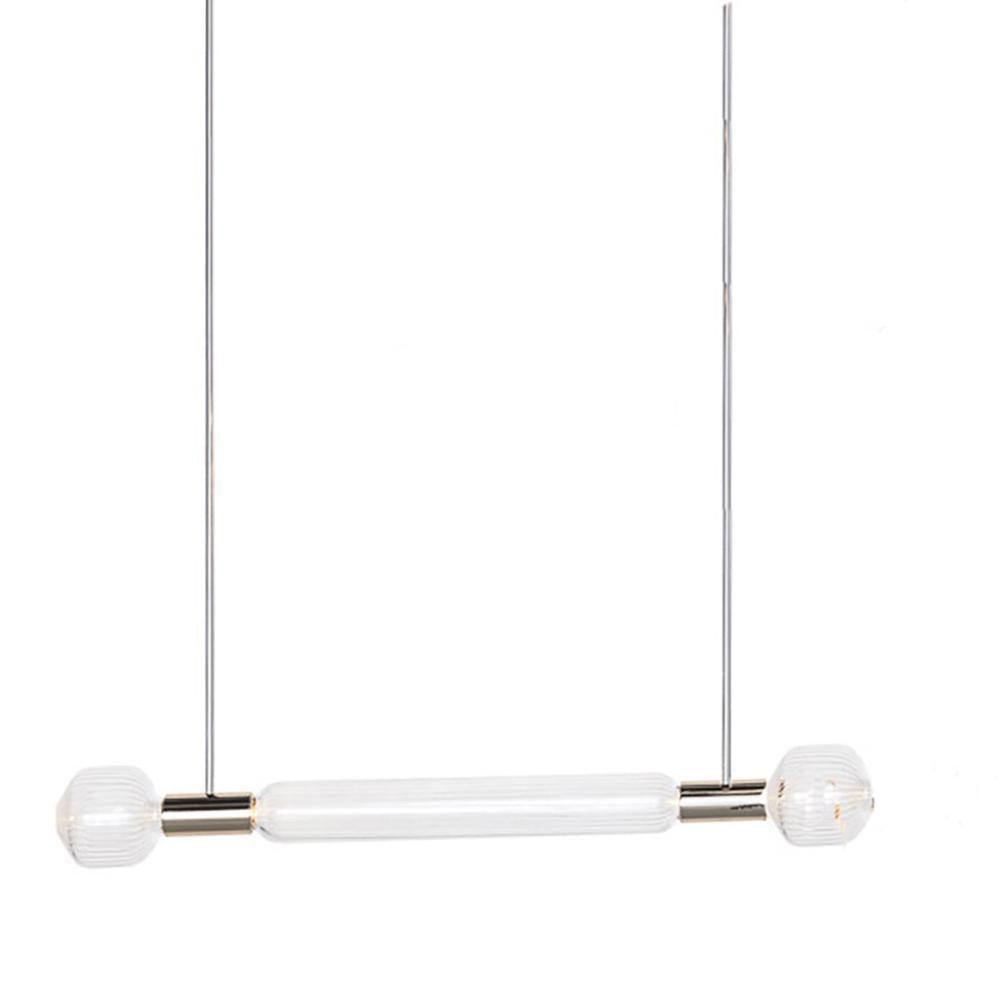 Modern Hand Blown Glass Linear Pendant Light with Champagne Gold Finish LED Droplight