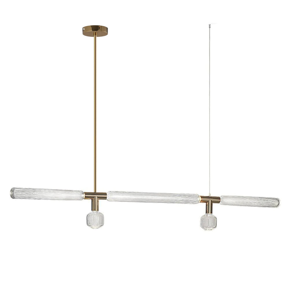 Modern Hand Blown Glass Linear Pendant Light with Champagne Gold Finish LED Droplight