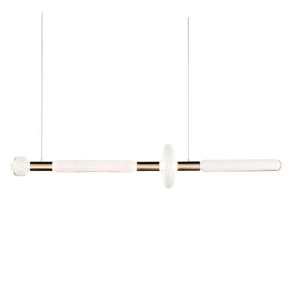 Modern Hand Blown Glass Linear Pendant Light with Champagne Gold Finish LED Droplight