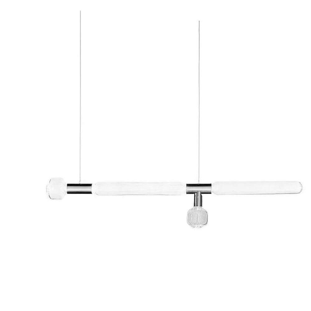 Modern Hand Blown Glass Linear Pendant Light with Champagne Gold Finish LED Droplight