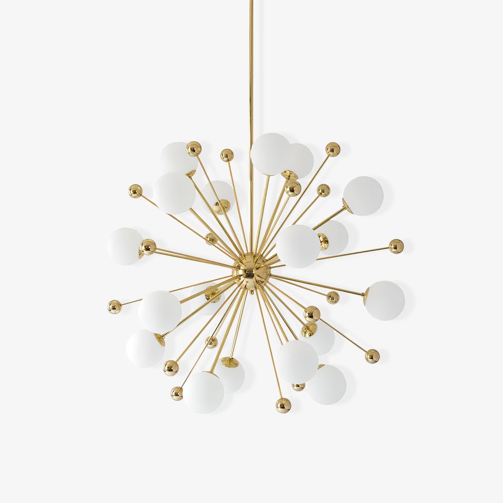 Modern Hand Blown Glass Sphere Pendant Light with Elegant Brass Gold Structure