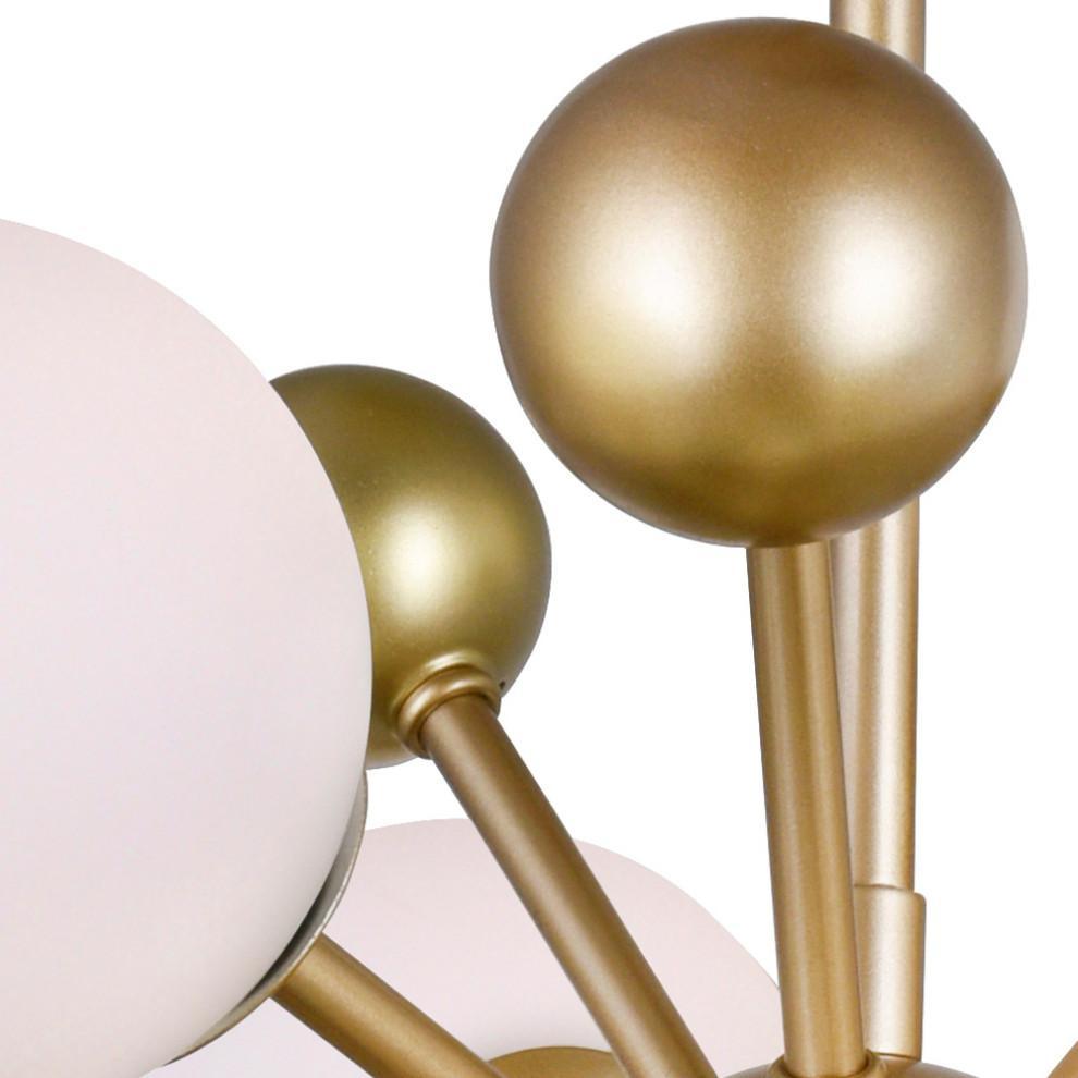 Modern Hand Blown Glass Sphere Pendant Light with Elegant Brass Gold Structure