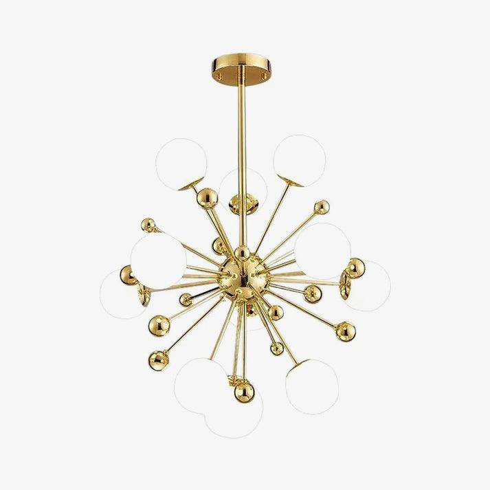 Modern Hand Blown Glass Sphere Pendant Light with Elegant Brass Gold Structure