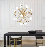Modern Hand Blown Glass Sphere Pendant Light with Elegant Brass Gold Structure