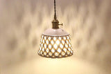 Modern Hand Carved White Ceramic Pendant Lamp with Adjustable Hanging Cord and Brass Finish