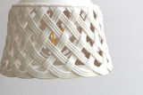 Modern Hand Carved White Ceramic Pendant Lamp with Adjustable Hanging Cord and Brass Finish