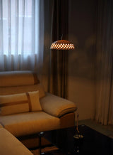 Modern Hand Carved White Ceramic Pendant Lamp with Adjustable Hanging Cord and Brass Finish