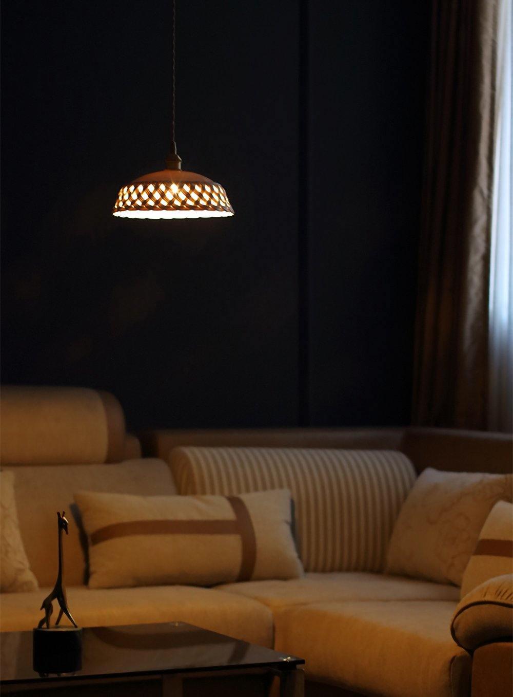 Modern Hand Carved White Ceramic Pendant Lamp with Adjustable Hanging Cord and Brass Finish