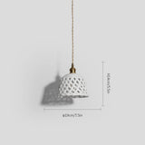 Modern Hand Carved White Ceramic Pendant Lamp with Adjustable Hanging Cord and Brass Finish