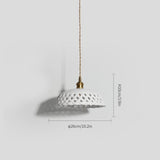Modern Hand Carved White Ceramic Pendant Lamp with Adjustable Hanging Cord and Brass Finish