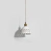 Modern Hand Carved White Ceramic Pendant Lamp with Adjustable Hanging Cord and Brass Finish