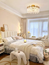 Modern Hand Formed Pattern Glass Petal Chandelier with Copper Finish for Living and Dining Rooms