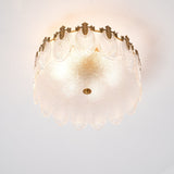 Modern Hand Formed Pattern Glass Petal Chandelier with Copper Finish for Living and Dining Rooms