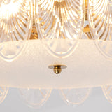 Modern Hand Formed Pattern Glass Petal Chandelier with Copper Finish for Living and Dining Rooms