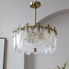 Modern Hand Formed Pattern Glass Petal Chandelier with Copper Finish for Living and Dining Rooms